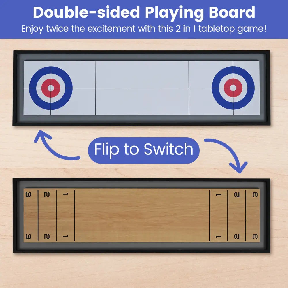 Shuffleboard and Curling 2 in 1 Board Game Portable 2-Sided Tabletop Shuffle Board Game - Game Room