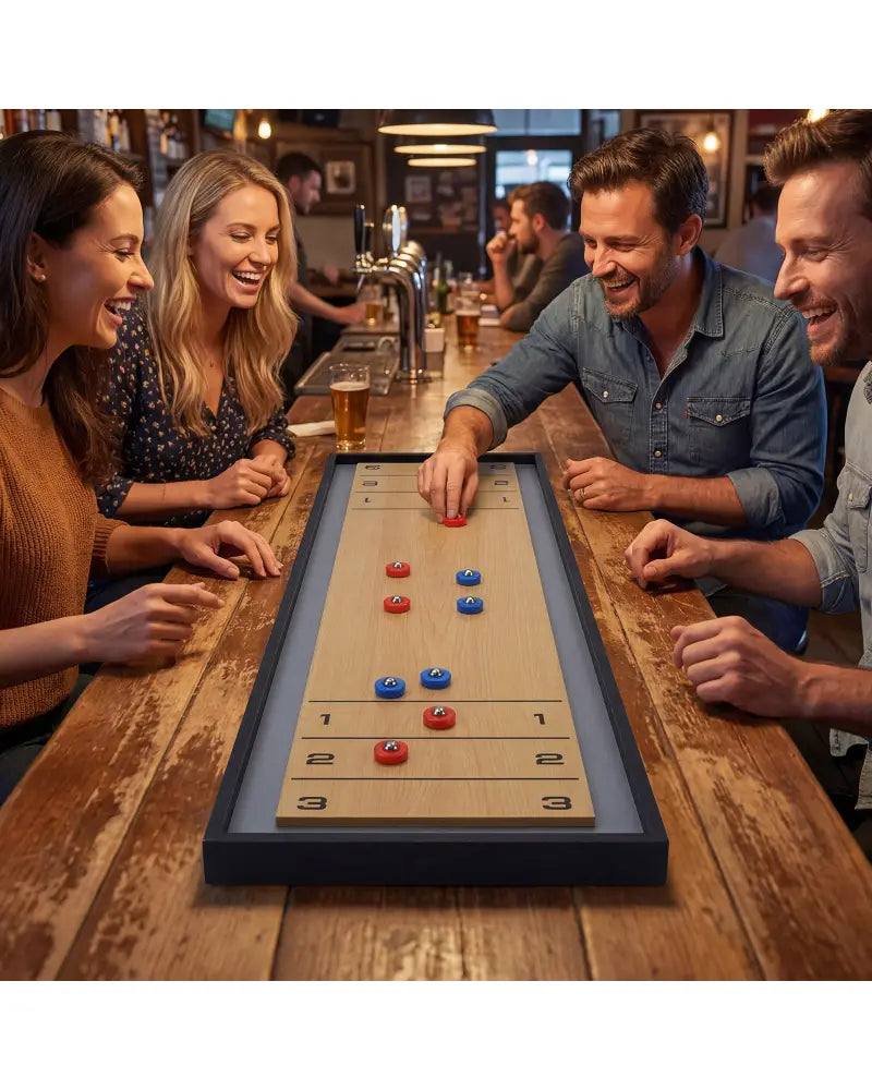 Shuffleboard and Curling 2 in 1 Board Game Portable 2-Sided Tabletop Shuffle Board Game - Game Room