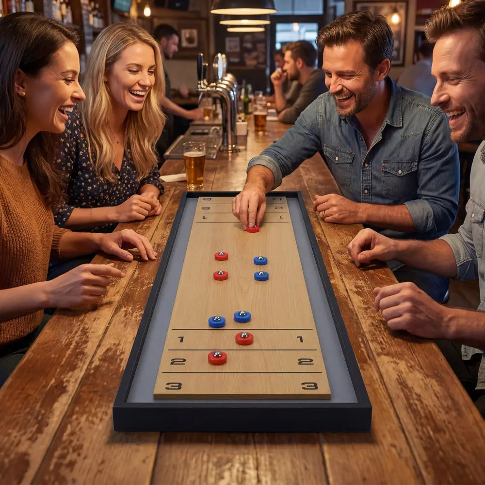 Shuffleboard and Curling 2 in 1 Board Game Portable 2-Sided Tabletop Shuffle Board Game - Game Room
