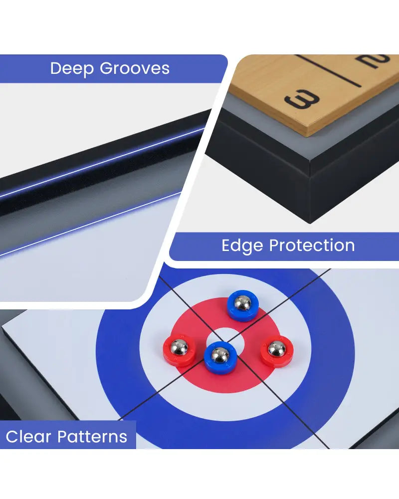 Shuffleboard and Curling 2 in 1 Board Game Portable 2-Sided Tabletop Shuffle Board Game - Game Room