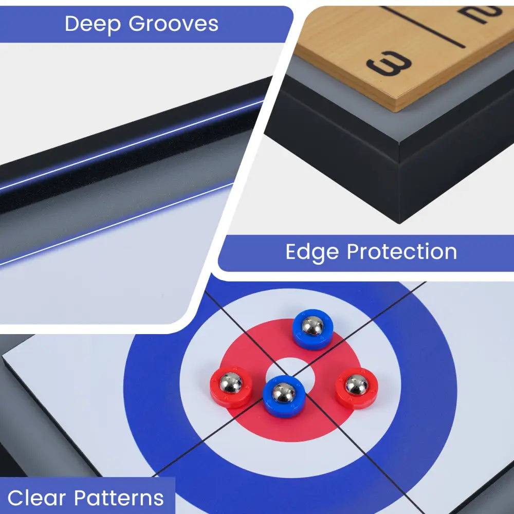 Shuffleboard and Curling 2 in 1 Board Game Portable 2-Sided Tabletop Shuffle Board Game - Game Room