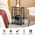 Side Sofa Narrow Table with Removable Paper Holder for Living Room-Brown - Brown - End & Side Tables