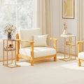 Side Table Set of 2 with Storage Shelves and Bamboo Construction-Natural - Natural - End & Side Tables