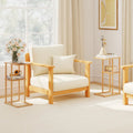 Side Table Set of 2 with Storage Shelves and Bamboo Construction-Natural - Natural - End & Side Tables
