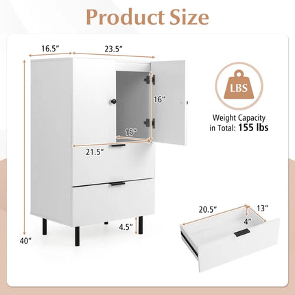 Sideboard Buffet Cabinet 2-Door Serving Cupboard with Drawers-White - White - Sideboards Cabinets & Buffets