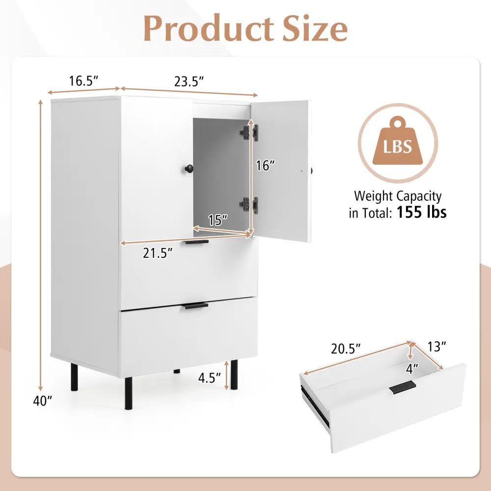 Sideboard Buffet Cabinet 2-Door Serving Cupboard with Drawers-White - White - Sideboards Cabinets & Buffets