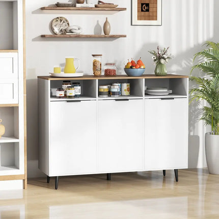 Sideboard Buffet Cabinet Kitchen Storage Cabinet with 5-Position Adjustable Shelves-White - White - Sideboards Cabinets