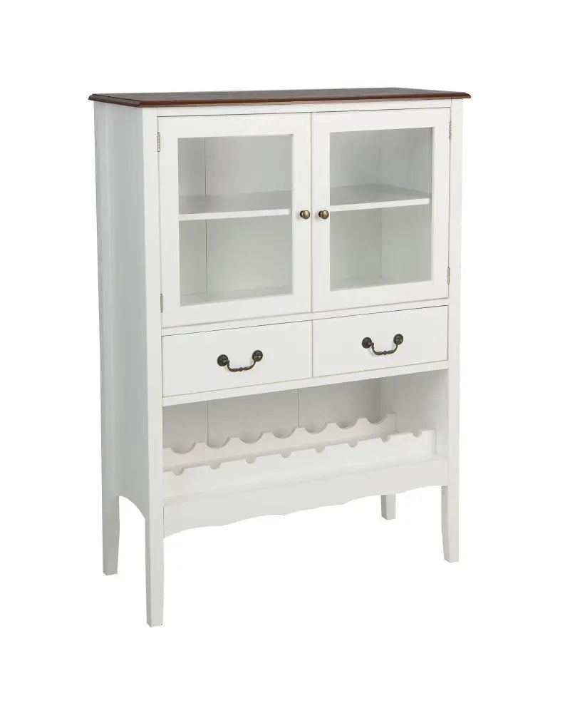 Sideboard Buffet Cabinet with 2 Tempered Glass Doors-White - White - Sideboards Cabinets & Buffets