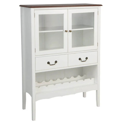 Sideboard Buffet Cabinet with 2 Tempered Glass Doors-White - White - Sideboards Cabinets & Buffets