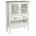 Sideboard Buffet Cabinet with 2 Tempered Glass Doors-White - White - Sideboards Cabinets & Buffets