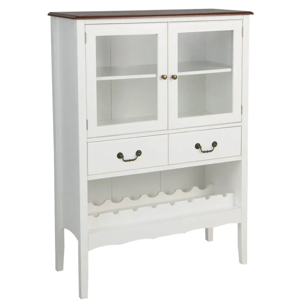 Sideboard Buffet Cabinet with 2 Tempered Glass Doors-White - White - Sideboards Cabinets & Buffets