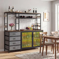Sideboard Buffet Cabinet with LED Lights 55 inch Coffee Table with Power Outlets-Rustic Brown - Rustic Brown