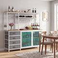 Sideboard Buffet Cabinet with LED Lights 55 inch Coffee Table with Power Outlets-Natural - Natural - Sideboards
