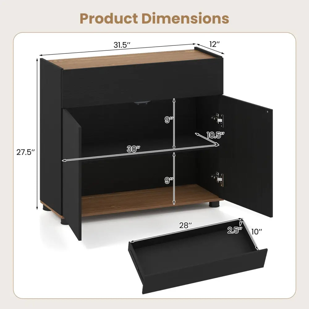Sideboard Buffet Cabinet with Storage Wooden Kitchen Storage Cabinet-Black - Black - Sideboards Cabinets & Buffets