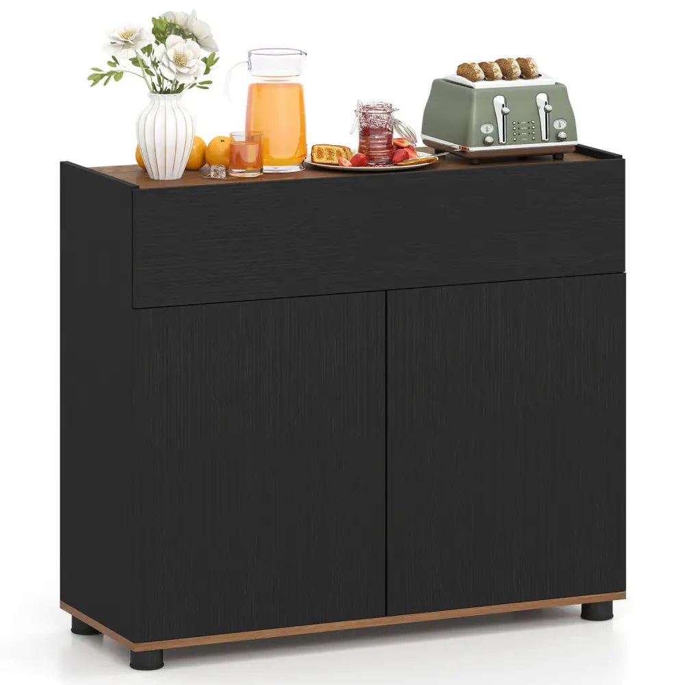 Sideboard Buffet Cabinet with Storage Wooden Kitchen Storage Cabinet-Black - Black - Sideboards Cabinets & Buffets
