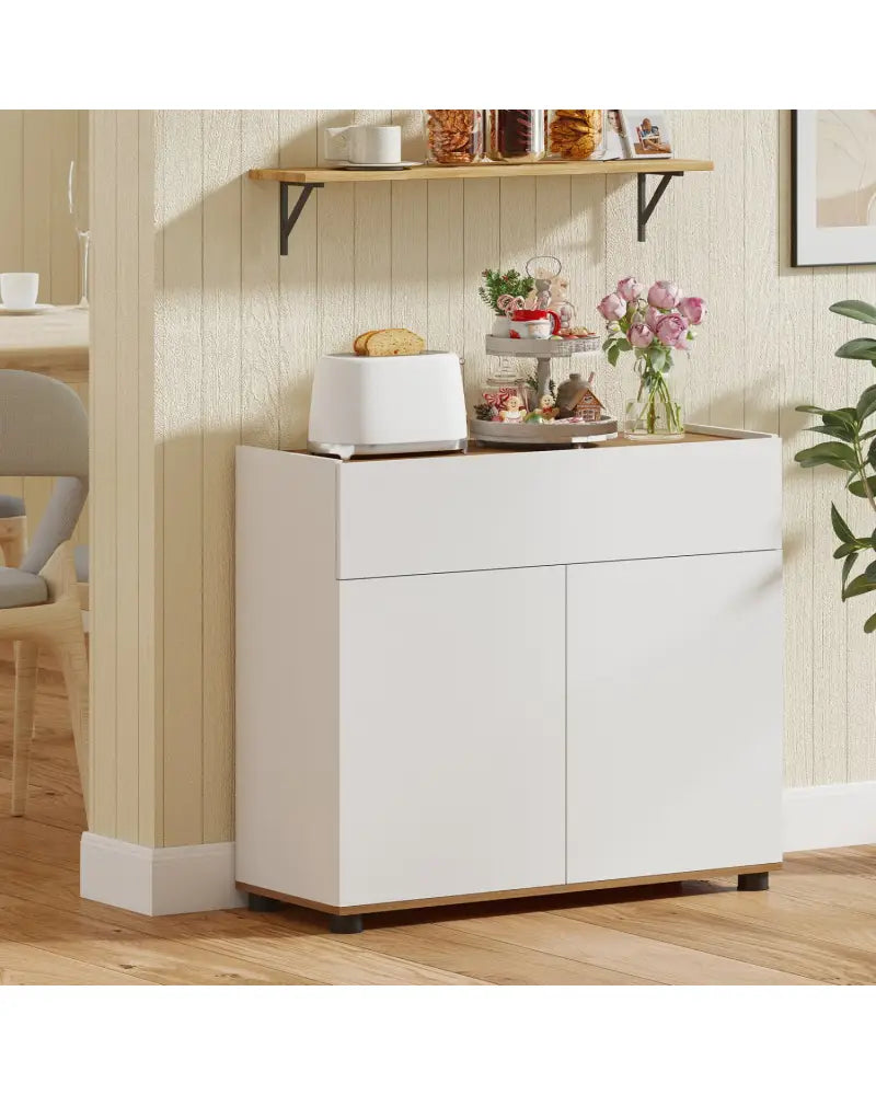 Sideboard Buffet Cabinet with Storage Wooden Kitchen Storage Cabinet-White - White - Sideboards Cabinets & Buffets