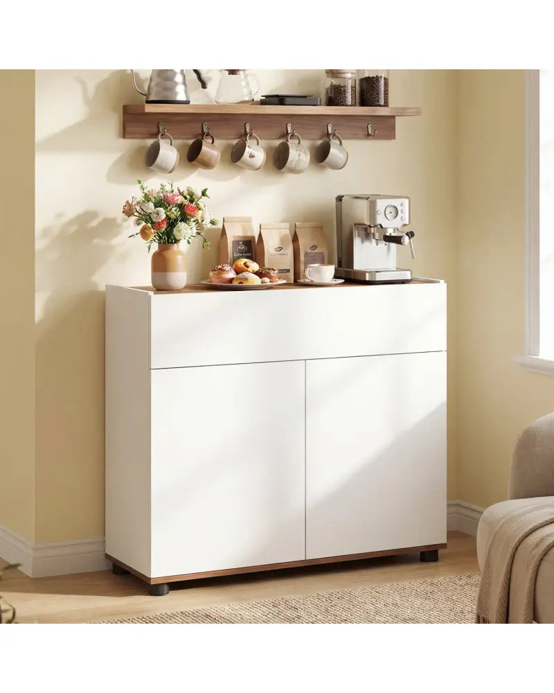 Sideboard Buffet Cabinet with Storage Wooden Kitchen Storage Cabinet-White - White - Sideboards Cabinets & Buffets