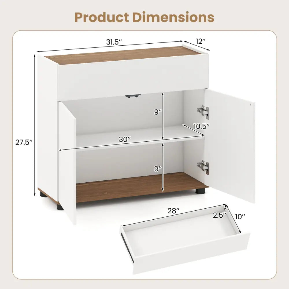 Sideboard Buffet Cabinet with Storage Wooden Kitchen Storage Cabinet-White - White - Sideboards Cabinets & Buffets