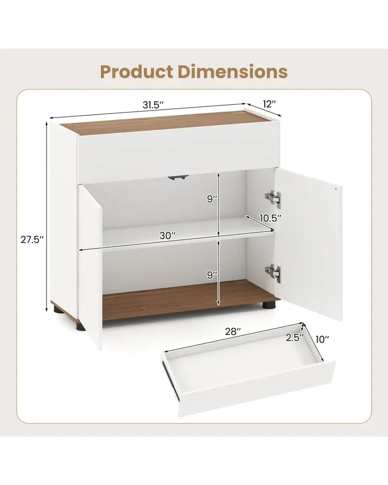 Sideboard Buffet Cabinet with Storage Wooden Kitchen Storage Cabinet-White - White - Sideboards Cabinets & Buffets