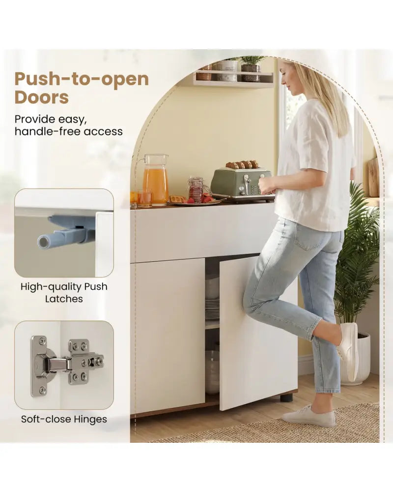 Sideboard Buffet Cabinet with Storage Wooden Kitchen Storage Cabinet-White - White - Sideboards Cabinets & Buffets