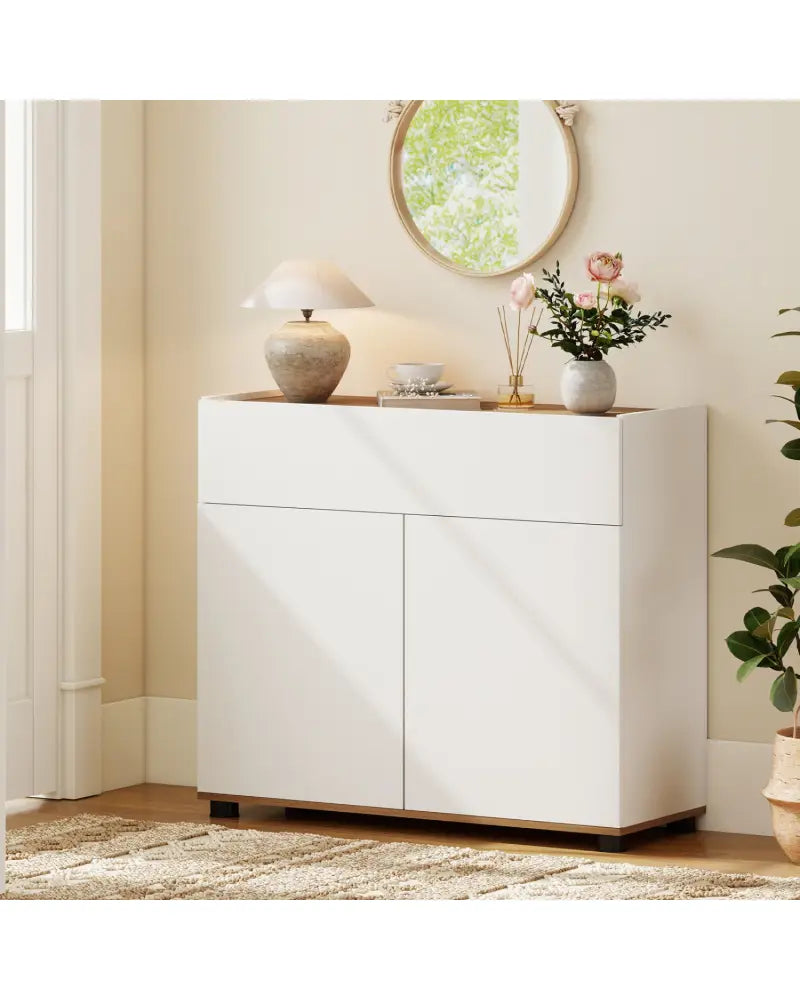 Sideboard Buffet Cabinet with Storage Wooden Kitchen Storage Cabinet-White - White - Sideboards Cabinets & Buffets