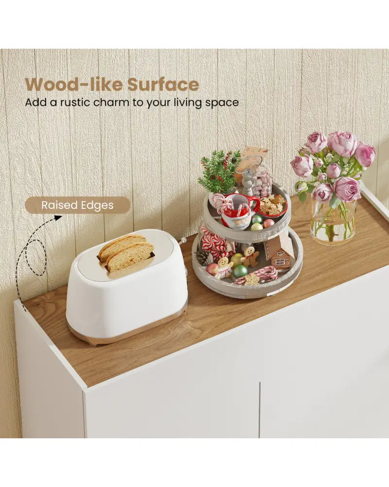 Sideboard Buffet Cabinet with Storage Wooden Kitchen Storage Cabinet-White - White - Sideboards Cabinets & Buffets