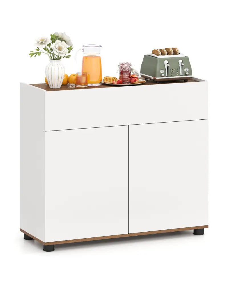 Sideboard Buffet Cabinet with Storage Wooden Kitchen Storage Cabinet-White - White - Sideboards Cabinets & Buffets