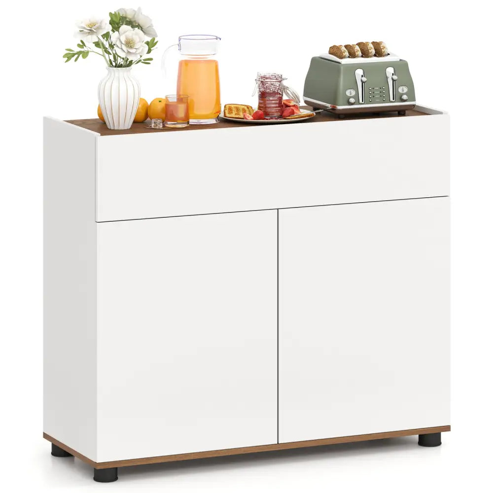 Sideboard Buffet Cabinet with Storage Wooden Kitchen Storage Cabinet-White - White - Sideboards Cabinets & Buffets