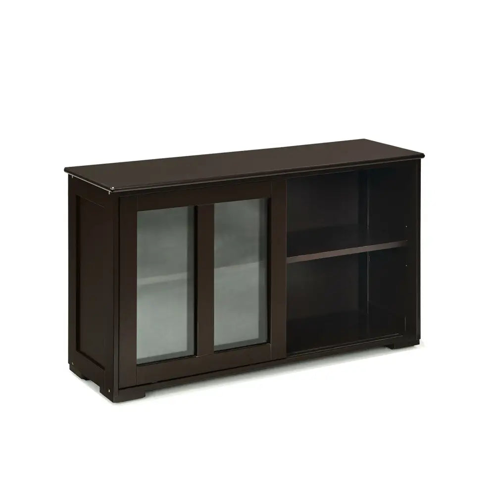 Sideboard Buffet Cupboard Storage Cabinet with Sliding Door-Brown - Brown - Sideboards Cabinets & Buffets