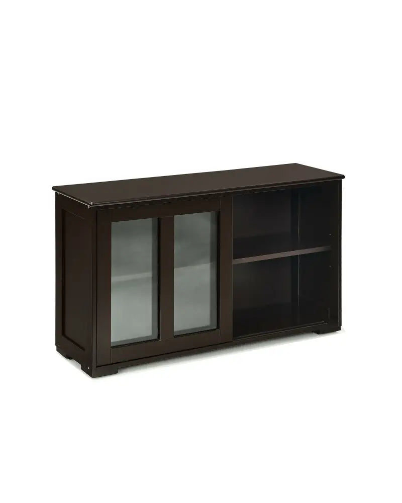 Sideboard Buffet Cupboard Storage Cabinet with Sliding Door-Brown - Brown - Sideboards Cabinets & Buffets