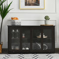 Sideboard Buffet Cupboard Storage Cabinet with Sliding Door-Brown - Brown - Sideboards Cabinets & Buffets