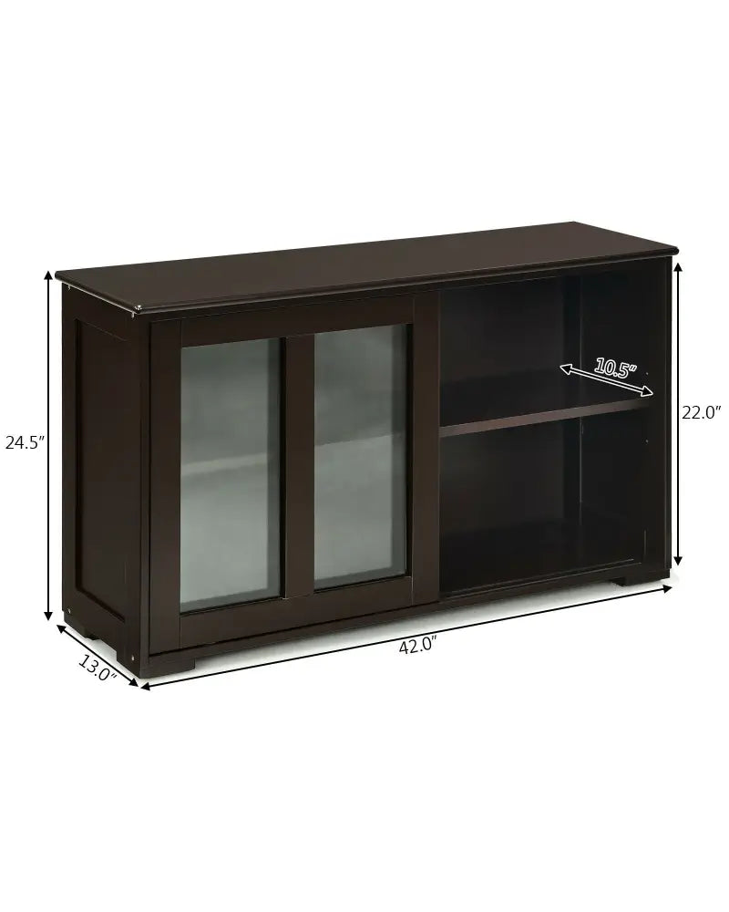 Sideboard Buffet Cupboard Storage Cabinet with Sliding Door-Brown - Brown - Sideboards Cabinets & Buffets