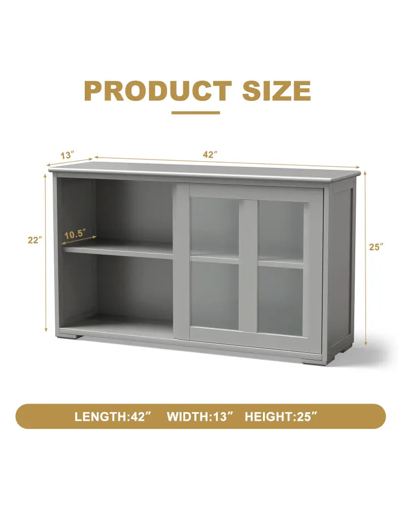 Sideboard Buffet Cupboard Storage Cabinet with Sliding Door-Gray - Gray - Sideboards Cabinets & Buffets