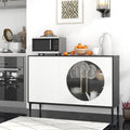 Sideboard Cabinet with Tempered Glass Door for Living Room Dining Room Kitchen-White - White - Sideboards Cabinets &