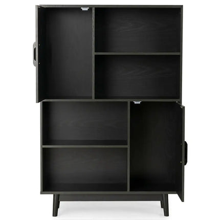 Sideboard Storage Cabinet with Door Shelf-Black - Black - Cabinets & Chests