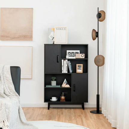 Sideboard Storage Cabinet with Door Shelf-Black - Black - Cabinets & Chests