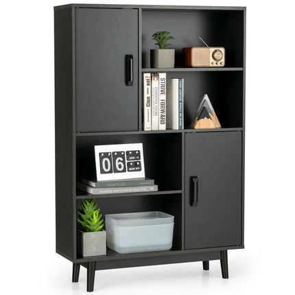 Sideboard Storage Cabinet with Door Shelf-Black - Black - Cabinets & Chests