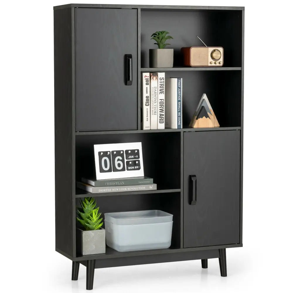 Sideboard Storage Cabinet with Door Shelf-Black - Black - Cabinets & Chests
