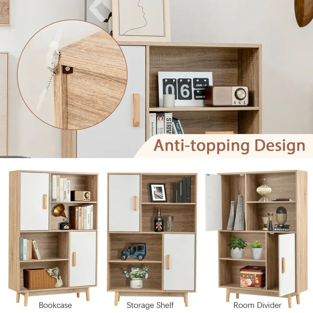 Sideboard Storage Cabinet with Door Shelf-White - White - Cabinets & Chests