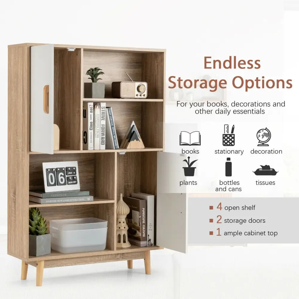 Sideboard Storage Cabinet with Door Shelf-White - White - Cabinets & Chests