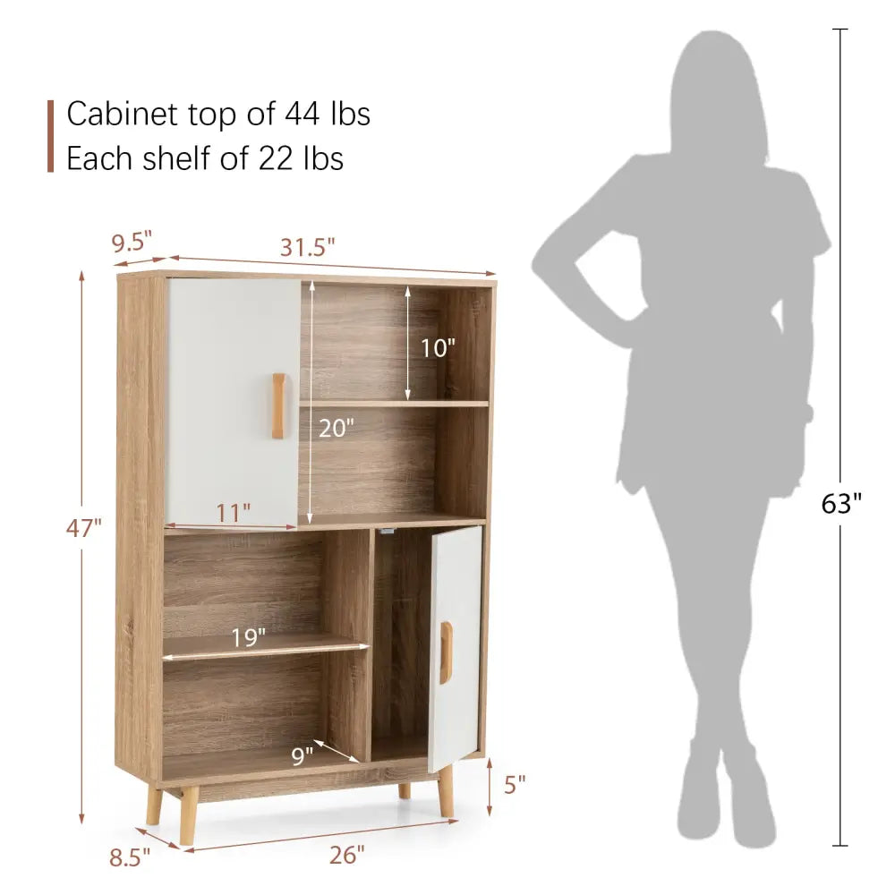 Sideboard Storage Cabinet with Door Shelf-White - White - Cabinets & Chests
