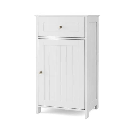 Single Door Bathroom Cabinet with Adjustable Shelf and Drawer-White - White - Floor Cabinets