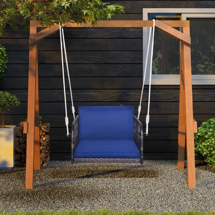 Single Person Hanging Seat with Seat and Back Cushions-Navy - Navy - Patio Rocking Chairs & Gliders