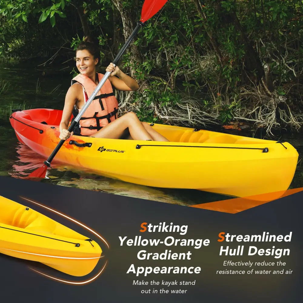 Single Sit-on-Top Kayak with Detachable Aluminum Paddle-Yellow - Yellow - Water Sports