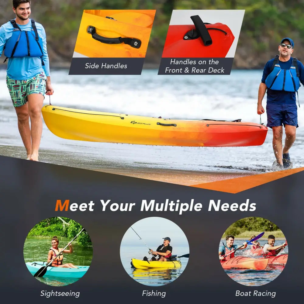 Single Sit-on-Top Kayak with Detachable Aluminum Paddle-Yellow - Yellow - Water Sports