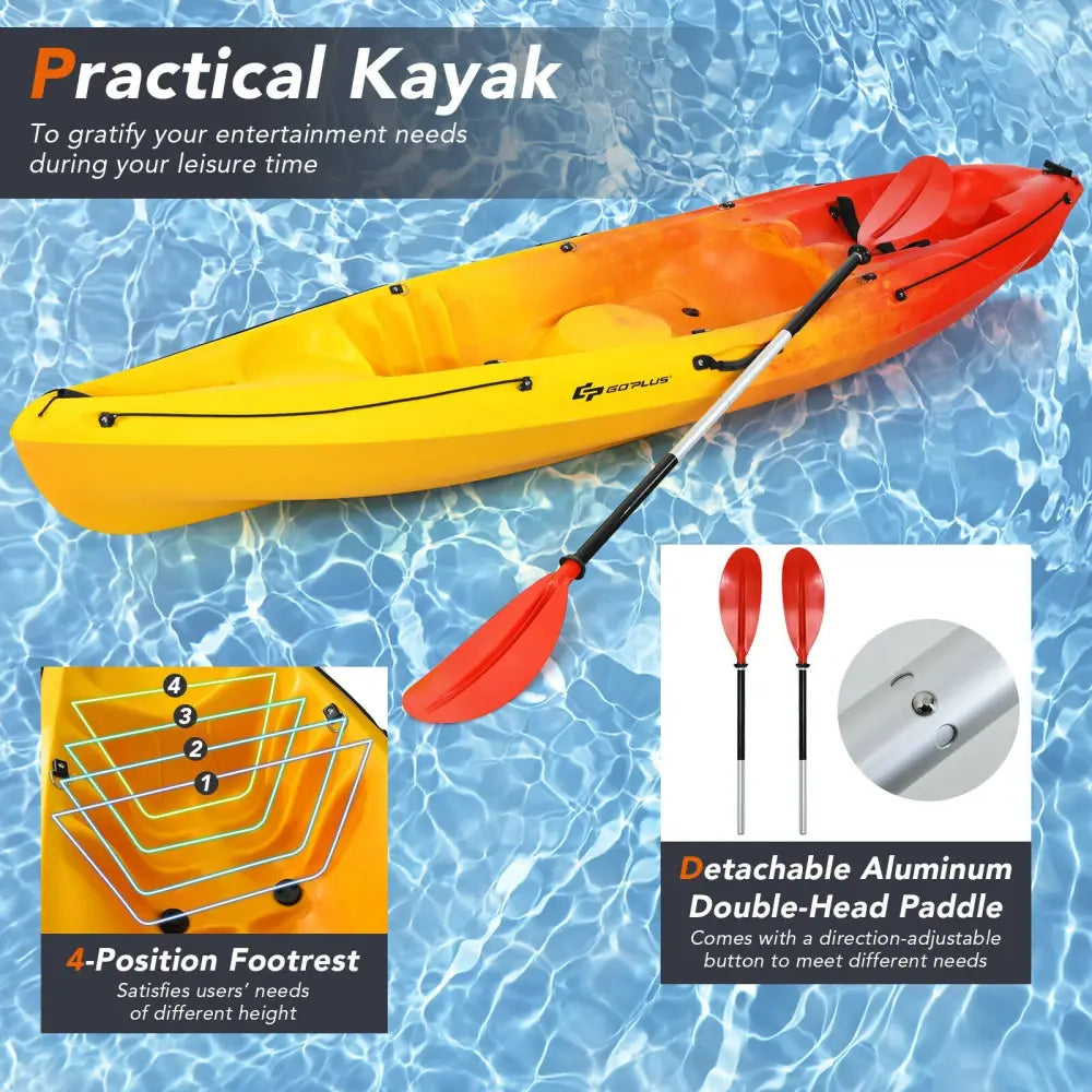 Single Sit-on-Top Kayak with Detachable Aluminum Paddle-Yellow - Yellow - Water Sports