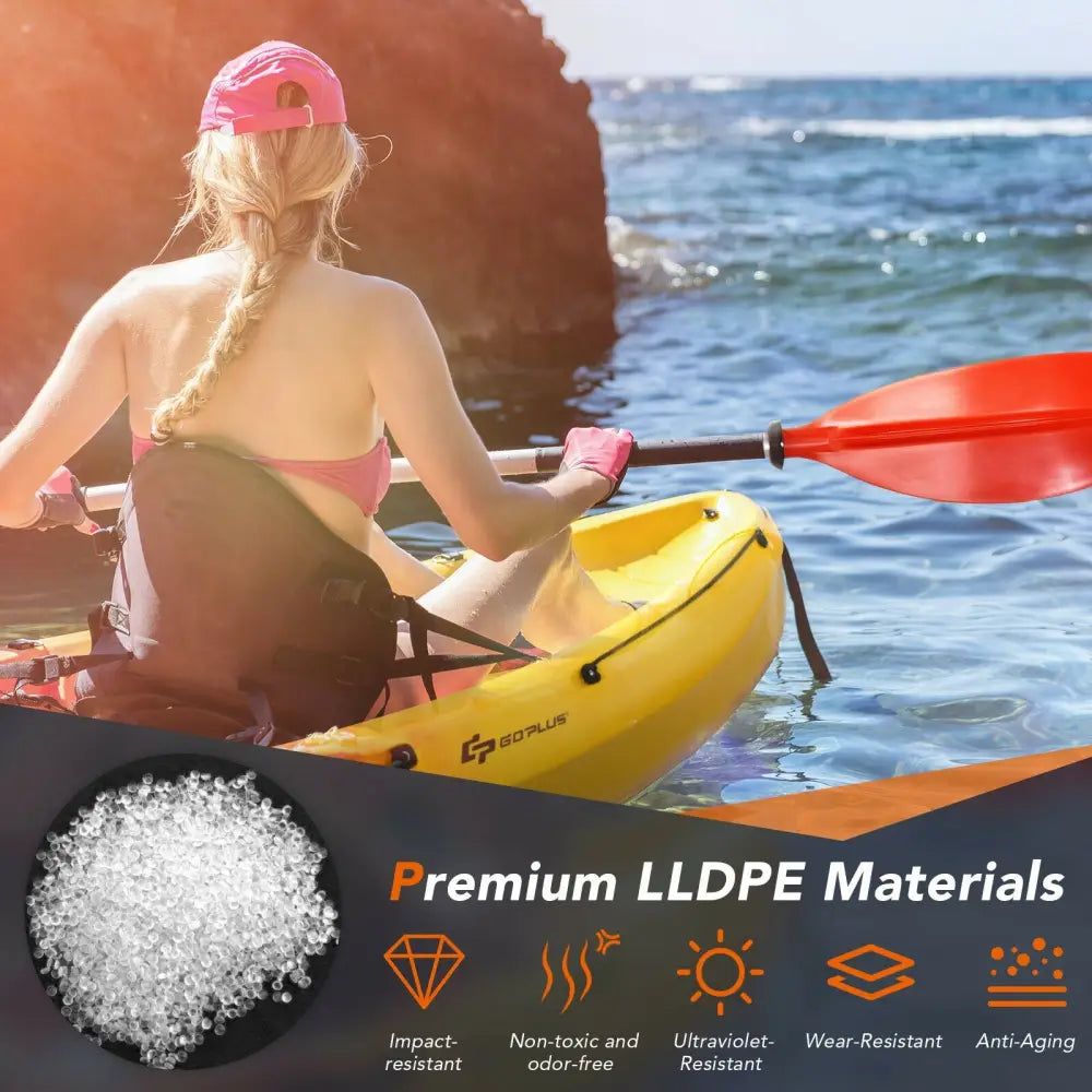 Single Sit-on-Top Kayak with Detachable Aluminum Paddle-Yellow - Yellow - Water Sports