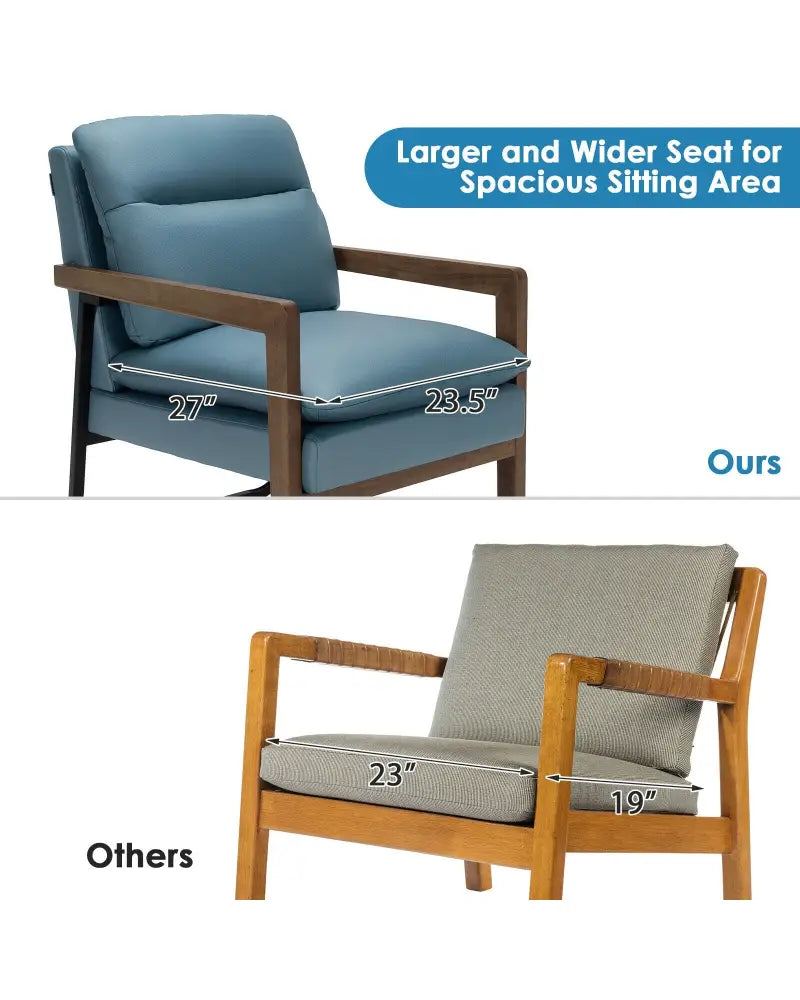 Single Sofa Chair with Extra-Thick Padded Backrest and Seat Cushion-Blue - Blue - Accent Chairs