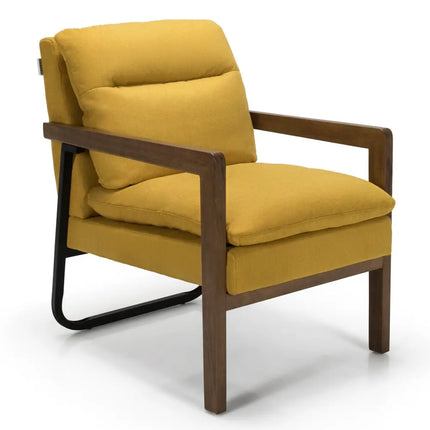 Single Sofa Chair with Extra-Thick Padded Backrest and Seat Cushion-Yellow - Yellow - Accent Chairs