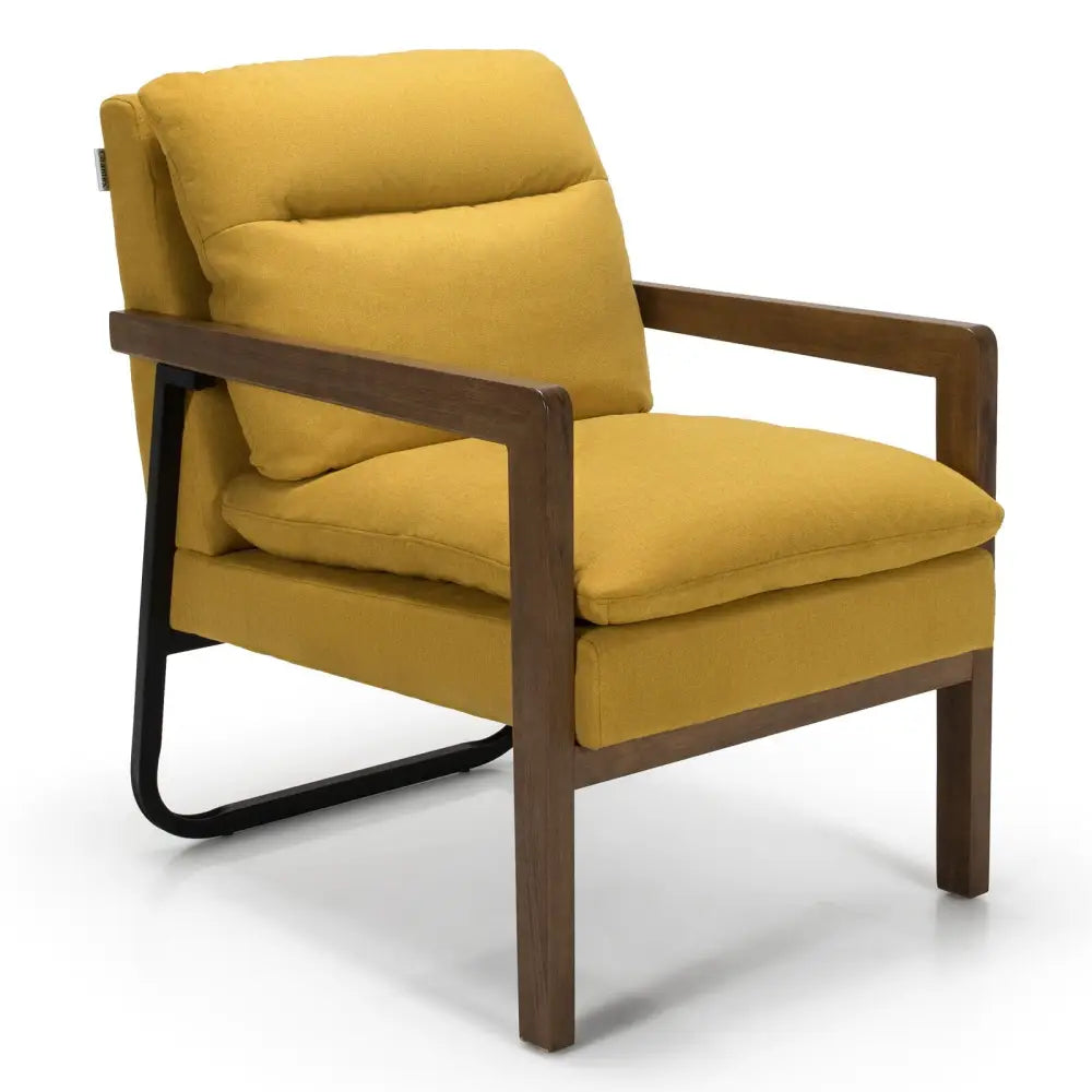Single Sofa Chair with Extra-Thick Padded Backrest and Seat Cushion-Yellow - Yellow - Accent Chairs